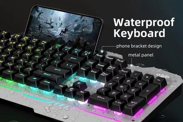 Alt view image 5 of 7 - AULA Gaming Keyboard, 104 Keys Gaming Keyboard and Mouse Combo with RGB Backlit, All-Metal Panel, Anti-Ghosting, PC Gaming Keyboard and Mouse, Wired Gaming Keyboard Mouse Combo for MAC Xbox PC Gamers