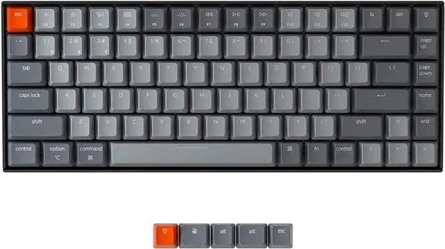Main image of Keychron K2 Wireless Bluetooth/USB Wired Gaming Mechanical Keyboard, Compact 84-Key White LED Backlight N-Key Rollover for Mac Windows, Plastic Frame, Gateron G Pro red Switches, Version 2