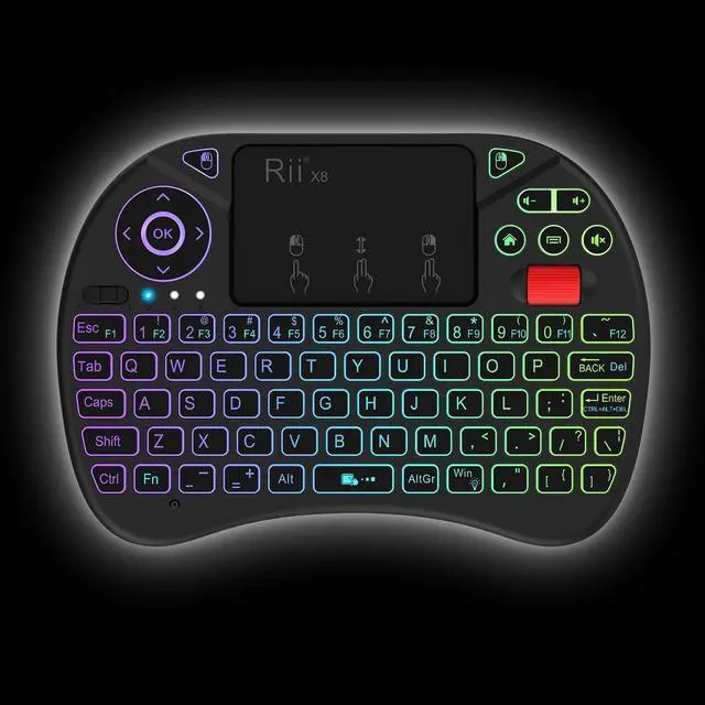 Alt view image 5 of 7 - Rii Wireless Keyboard Android TV Keyboard Remote ,Touchpad Keyboard with Scroll Button,Handheld Remote,Mini Keyboard with RGB Backlit Rechargeable for Raspberry Pi,KODI,PC,Projector,Smart TV ,Android,