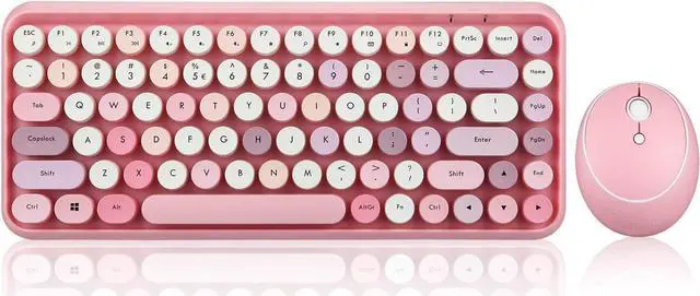 Main image of Perixx PERIDUO-713 Wireless Mini Keyboard and Mouse Combo, Retro Round Key Caps, Pastel Pink, US English Layout