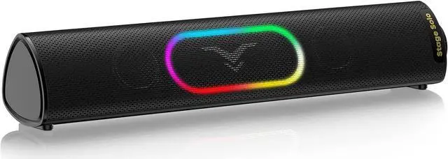 Main image of Computer Speakers, Dynamic RGB Computer Sound Bar, HiFi Stereo Bluetooth 5.3 & USB Plug-N-Play, USB Powered Computer Speakers for Desktop, PC, Laptop, Monitor, Projector, Gaming, with 3.5mm Aux Cable