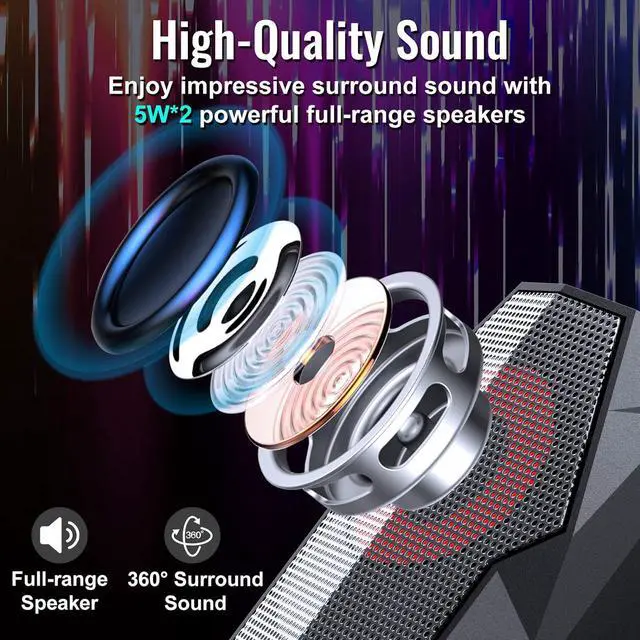 Alt view image 2 of 7 - SPKPAL Computer Speakers,RGB Gaming PC Speaker,2.0 Wired USB-Powered Stereo Volume Control Multimedia Speakers for Laptop Desktop Tablet Phone Monitors