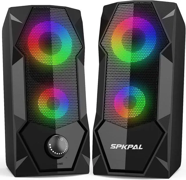 Main image of SPKPAL Computer Speakers,RGB Gaming PC Speaker,2.0 Wired USB-Powered Stereo Volume Control Multimedia Speakers for Laptop Desktop Tablet Phone Monitors