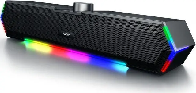 Main image of Bazivve V30 Computer Speakers for Monitor, USB Powered PC Speakers, Colorful RGB Lights with Touch Pad, Surround Sound Portable Gaming Soundbar, 3,5mm Audio Desktop Speakers, 12W, Black