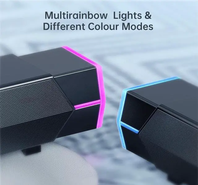 Alt view image 3 of 7 - Fishcovers Computer Speakers for Desktop with Microphone, Bluetooth PC Speaker for Laptop, USB Powered RGB SoundBar, HiFi Stereo Gaming Speakers for Monitor