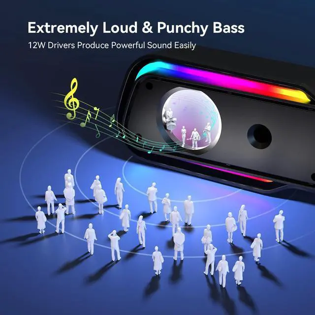 Alt view image 2 of 7 - Computer Speakers for Desktop Monitor, USB Powered & 3.5mm Aux-in Dynamic RGB Gaming Stereo Sound Bar for PC Laptop Tablet