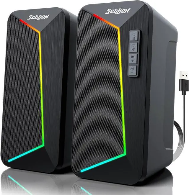 Main image of SOULION R40 Computer Speakers, USB Surround PC Speakers for Desktop, 6 RGB Modes Gaming Speakers, Bluetooth 5.3 or 2-in-1 USB Audio for Laptop Tablet Monitor