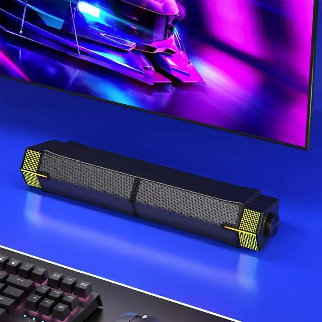 Alt view image 4 of 7 - Jeecoo M20 Bluetooth Computer Speakers for PC Desktop Monitor Gaming, PC Sound Bar - Wired USB-Powered, Superb Stereo Sound, with Gradient RGB Lighting - Combine/Separate to Customize Your Desk