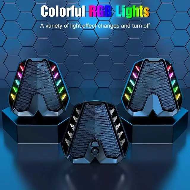 Alt view image 3 of 7 - WolfLawS GS04 Computer Speakers,RGB PC Wired Speakers with Subwoofer, USB-Powered Computer Speakers for Desktop with Bass Diaphragms Stereo, Small Gaming Speakers for PC Computer Laptop Mini Monitor