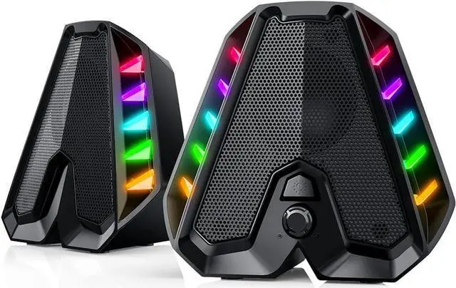 Main image of WolfLawS GS04 Computer Speakers,RGB PC Wired Speakers with Subwoofer, USB-Powered Computer Speakers for Desktop with Bass Diaphragms Stereo, Small Gaming Speakers for PC Computer Laptop Mini Monitor