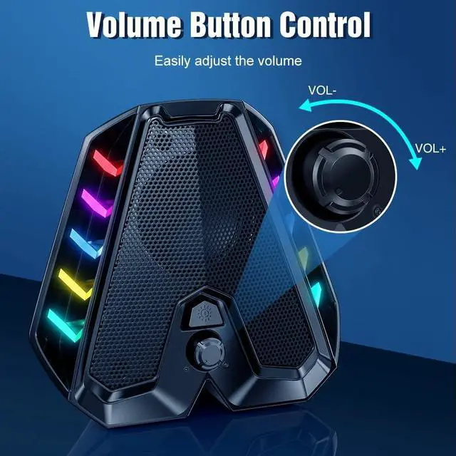 Alt view image 6 of 7 - WolfLawS GS04 Computer Speakers,RGB PC Wired Speakers with Subwoofer, USB-Powered Computer Speakers for Desktop with Bass Diaphragms Stereo, Small Gaming Speakers for PC Computer Laptop Mini Monitor