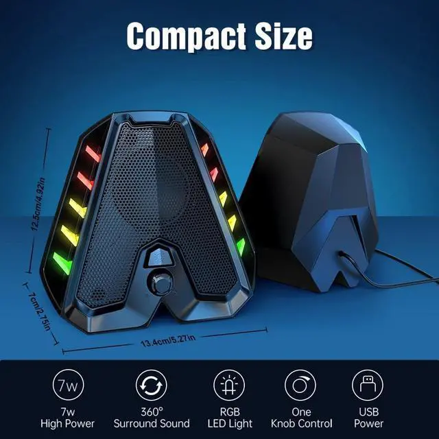 Alt view image 4 of 7 - WolfLawS GS04 Computer Speakers,RGB PC Wired Speakers with Subwoofer, USB-Powered Computer Speakers for Desktop with Bass Diaphragms Stereo, Small Gaming Speakers for PC Computer Laptop Mini Monitor