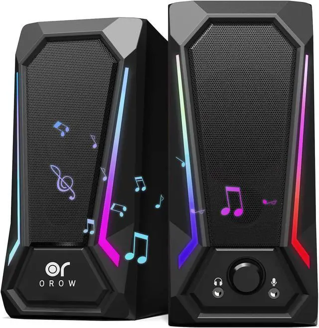 Main image of OROW Computer Speakers for Desktop, Dual 5W PC Speakers with Headphone Jack,Laptop Speakers USB Powered with Mic,Desktop Speaker for PC/Monitor/Gaming Console/Cellphone(S202)
