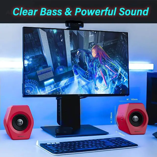 Alt view image 6 of 7 - Edifier G2000 32W PC Gaming Computer Speakers for Laptop Mac Desktop Computer Woofer Speakers Bluetooth USB 3.5mm AUX Inputs RGB Lights Multimedia Speakers Red