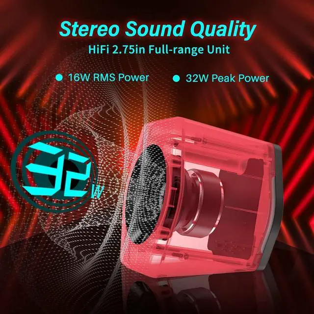 Alt view image 4 of 7 - Edifier G2000 32W PC Gaming Computer Speakers for Laptop Mac Desktop Computer Woofer Speakers Bluetooth USB 3.5mm AUX Inputs RGB Lights Multimedia Speakers Red