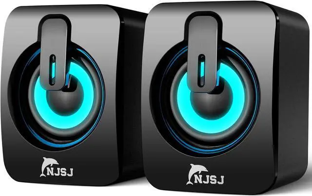 Main image of NJSJ Computer Speakers, 2.0 RGB Gaming PC Speakers for Monitor, Small Wired Desktop Speaker,USB Powered,3.5 mm AUX-in, Volume Control,LED Light Gaming Speaker for Laptop, Tablets, Cellphone