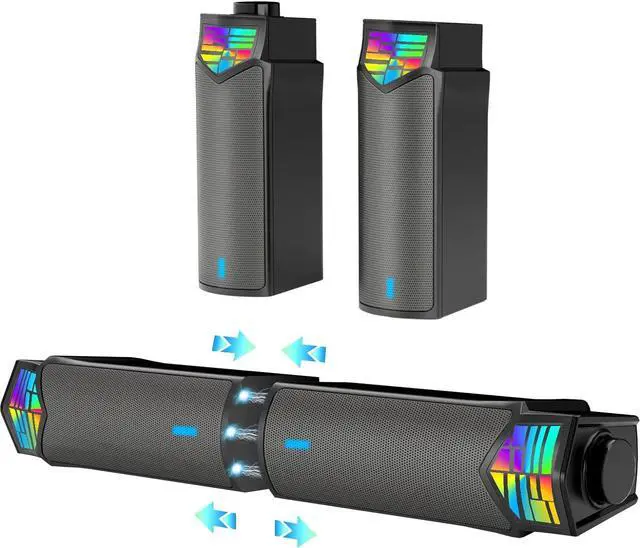 Main image of Smalody Gaming Speakers for PC, Computer Speakers for Desktop Monitor with Bluetooth, 2 in 1 Gradual RGB Computer Speaker Soundbar with Microphone, Wired USB Powered, Can Be Split and Combined Freely