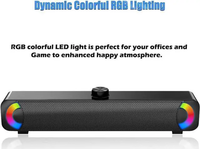 Alt view image 5 of 7 - HPYLIF·H USB Computer Speakers, Wired PC Gaming Sound Bars with RGB Light, 3.5 mm Jack AUX Plug in External Monitor Speaker for Desktop, Laptop, Plug and Play