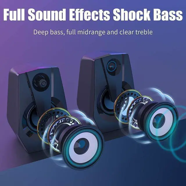 Alt view image 2 of 7 - Computer Speakers,Smalody Stereo 2.0 PC Speakers with LED Light, Volume Control Powered by USB,Wire Gaming Speaker for Laptop Desktop Smartphones