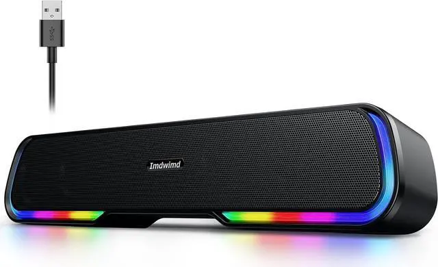 Main image of PC Speakers, Dynamic RGB Speakers, HiFi Stereo Gaming Soundbar, Stereo USB Soundbar, Small Loud Gaming Speakers for Desktop/Laptop/PC/Switch Imdwimd