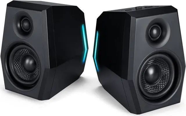 Alt view image 2 of 7 - Sanyun SW209 36W Computer Gaming PC Speakers - Multiple EQ Sound Mode - Bluetooth 5.0 USB 3.5mm Aux Inputs -RGB Lights - 2.0 Multimedia Speakers - for Laptop Mac Desktop Monitor (Pair, Black)