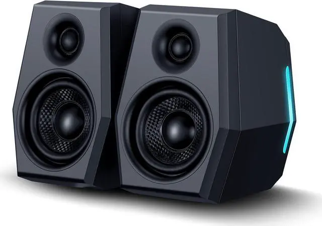 Main image of Sanyun SW209 36W Computer Gaming PC Speakers - Multiple EQ Sound Mode - Bluetooth 5.0 USB 3.5mm Aux Inputs -RGB Lights - 2.0 Multimedia Speakers - for Laptop Mac Desktop Monitor (Pair, Black)