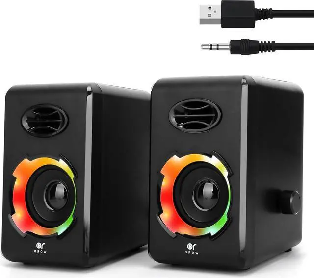 Main image of OROW Computer Speakers,10W Stereo Sound Laptop Speaker,USB Powered Desktop Speaker with Volume Control,Mini PC Speakers with RGB, PC/PS4/Smartphone/Tablet/Music Player(Black&S205)
