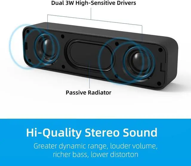 Alt view image 3 of 5 - [Upgraded] USB Computer Speakers for PC, Laptop, Desktop, Small External Speakers with Stereo Loud Sound & Enhanced Bass, Mini Sound Bar for Windows/macOS/Chrome OS/Linux