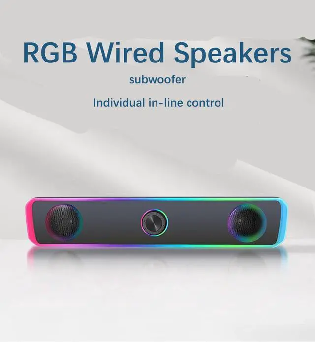 Alt view image 4 of 7 - Computer Speakers for Desktop, RGB Lights PC Speakers with Bass Sound, USB Powered for Computer Desktop PC Laptop Monitor Plug and Play (Black)