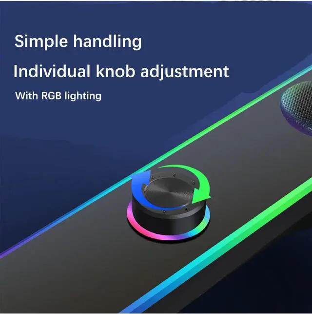 Alt view image 6 of 7 - Computer Speakers for Desktop, RGB Lights PC Speakers with Bass Sound, USB Powered for Computer Desktop PC Laptop Monitor Plug and Play (Black)