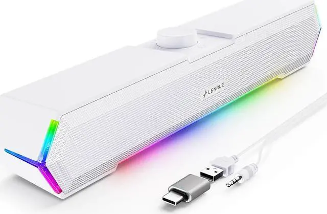 Main image of LENRUE G11 Computer Speakers for Desktop, Touch Lights PC Speakers with Surge Clear Sound, USB C/USB Powered for Computer Desktop PC Laptop Monitor(White)