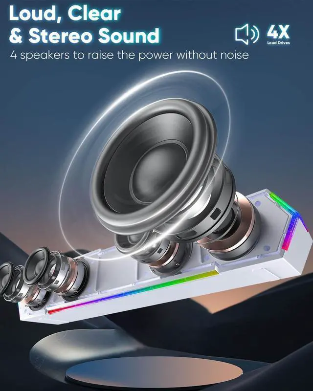 Alt view image 3 of 6 - LENRUE G11 Computer Speakers for Desktop, Touch Lights PC Speakers with Surge Clear Sound, USB C/USB Powered for Computer Desktop PC Laptop Monitor(White)