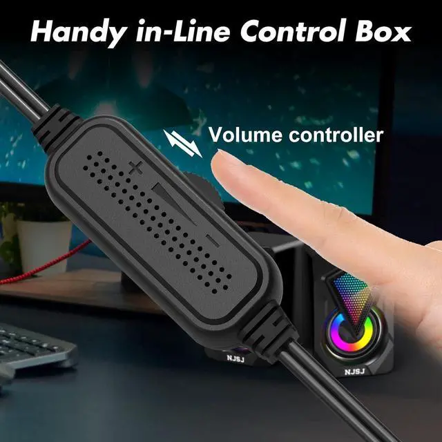 Alt view image 5 of 6 - NJSJ Computer Speakers,2.0 USB Powered Gaming Speakers with RGB LED Light 3.5mm Aux Input Stereo Mini Multimedia Speaker for PC, Desktop, Laptop, Cellphone, Monitor