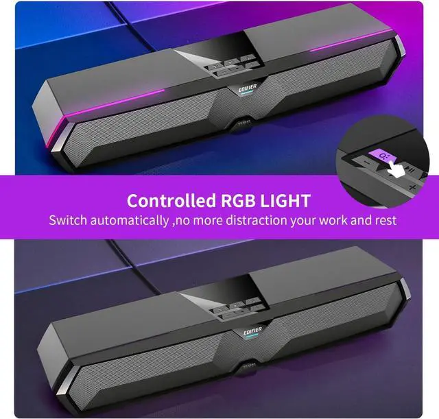 Alt view image 4 of 7 - Edifier MG300 Computer Speakers Computer SoundBar: RGB LED Gaming Speakers Computer with Microphone - Powered Laptop Speakers Quick Connection Bluetooth 5.3 & USB Adapter for Gaming & Desktop Speakers