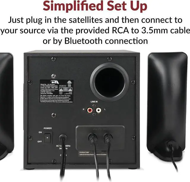 Alt view image 6 of 7 - Cyber Acoustics Bluetooth Speakers with LED Lights  The Perfect Gaming, Movie, Party, Multimedia 2.1 Subwoofer Speaker System (CA-SP34BT)