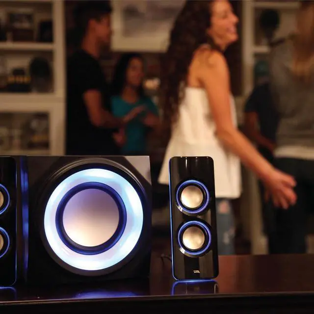 Alt view image 7 of 7 - Cyber Acoustics Bluetooth Speakers with LED Lights  The Perfect Gaming, Movie, Party, Multimedia 2.1 Subwoofer Speaker System (CA-SP34BT)
