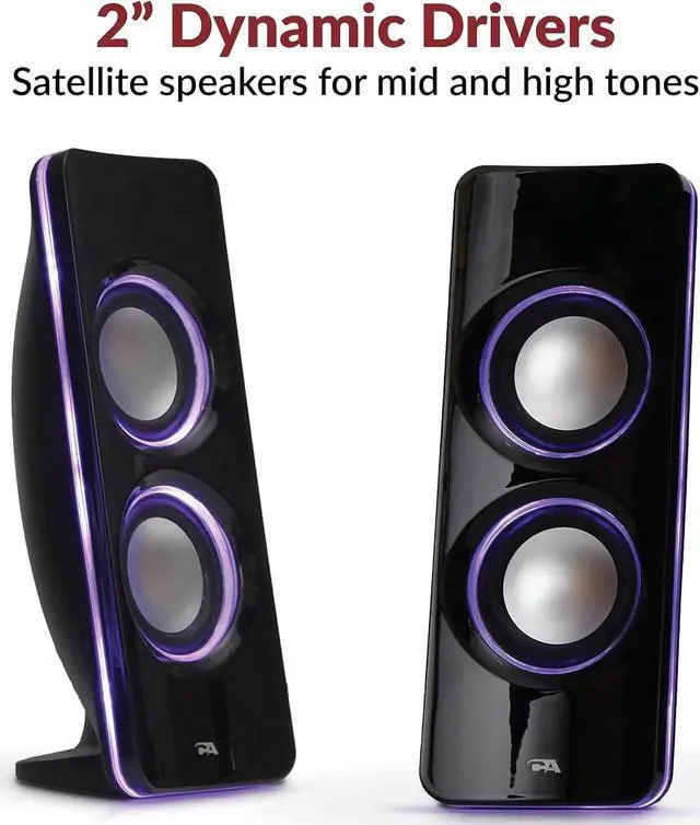 Alt view image 4 of 7 - Cyber Acoustics Bluetooth Speakers with LED Lights  The Perfect Gaming, Movie, Party, Multimedia 2.1 Subwoofer Speaker System (CA-SP34BT)