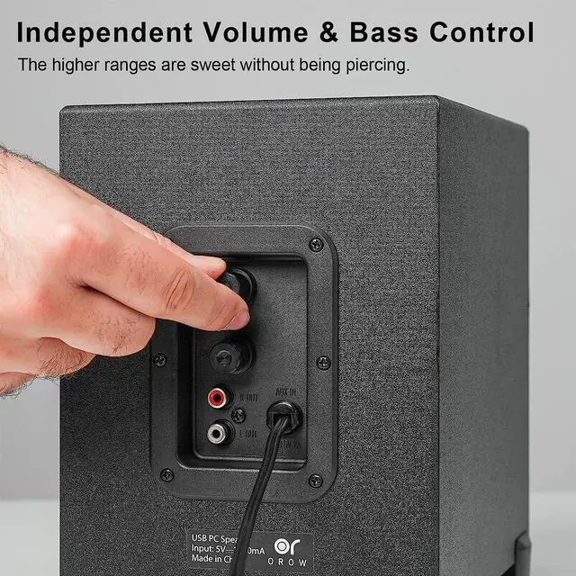 Alt view image 2 of 6 - OROW New USB-Powered 2.1 Multimedia Speakers System with Subwoofer,16W Computer Speakers,Strong Bass,3.5mm Audio Inputs,Great for PC/PS4/TV (Wooden)