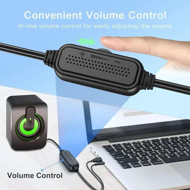 Alt view image 5 of 6 - KUNISO Computer Speaker, Wired Desktop Speaker, RGB Colorful Mini Gaming Speaker, USB Powered, 3.5mm AUX-in, Volume Control for PC, Laptop, Tablet, Mobile, MP3