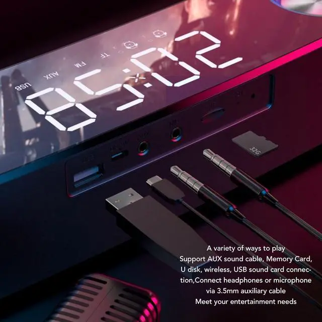 Alt view image 6 of 7 - Computer Speaker - BT 5.0 HiFi Stereo PC Gaming Speaker, Multi Fuctional RGB Wired Wireless Dual Mode Subwoofer Speaker with 13 Mechanical Key & E-Display, Dazzle Colour Premium Edition (White)