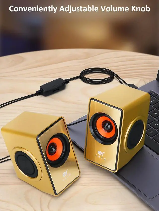 Alt view image 5 of 6 - OROW Small Computer Speakers for Desktop Monitor,Laptop Speakers USB Powered,Desktop Speakers for PC with Volume Control (Gold
