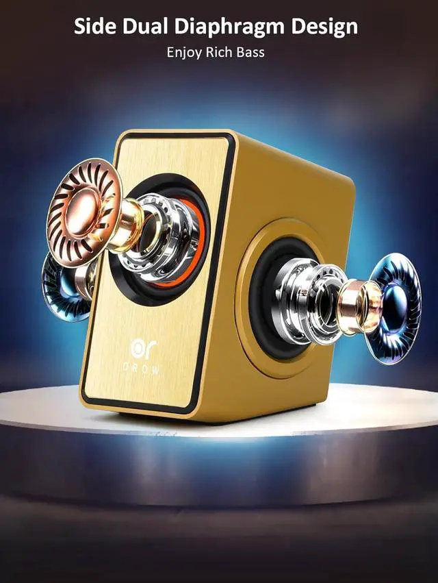 Alt view image 4 of 6 - OROW Small Computer Speakers for Desktop Monitor,Laptop Speakers USB Powered,Desktop Speakers for PC with Volume Control (Gold