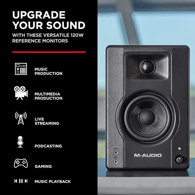 Alt view image 2 of 7 - M-Audio BX3 3.5" Studio Monitors, HD PC Speakers for Recording and Multimedia with Music Production Software, 120W, Pair
