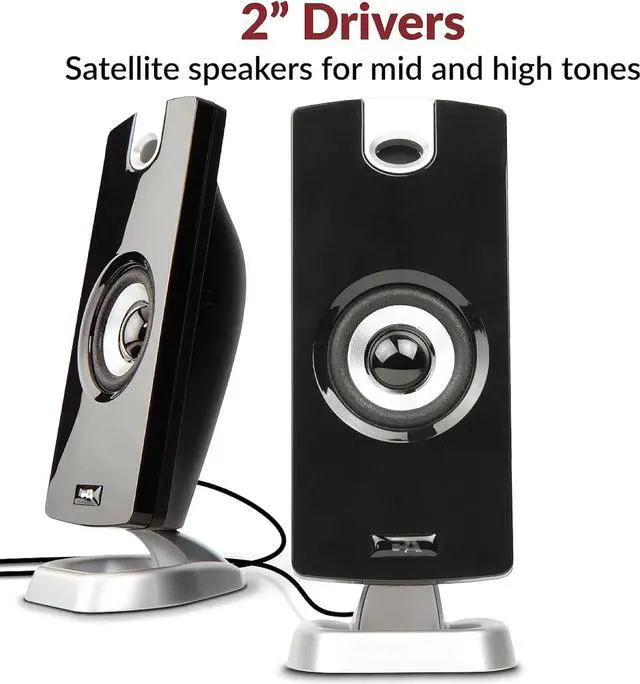Alt view image 4 of 7 - Cyber Acoustics CA-3090 2.1 Computer Speakers- Black