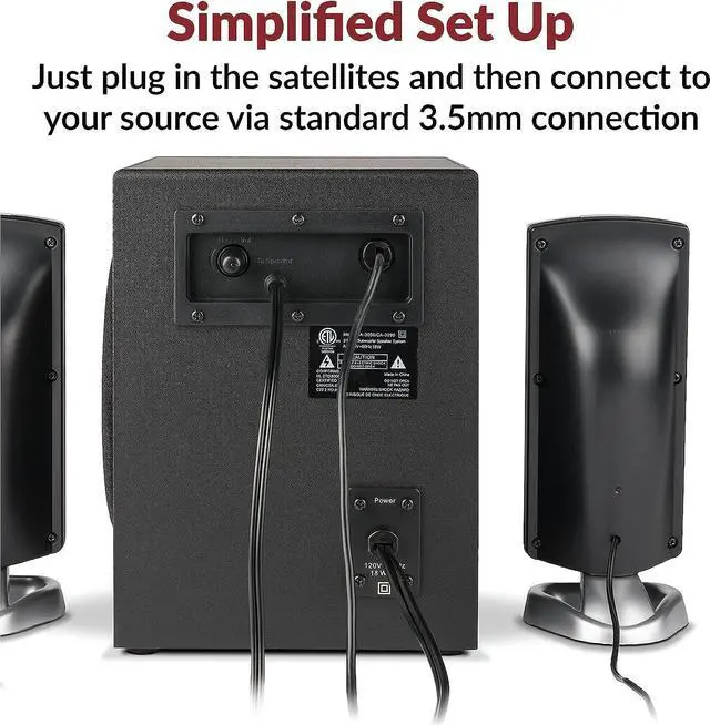 Alt view image 7 of 7 - Cyber Acoustics CA-3090 2.1 Computer Speakers- Black