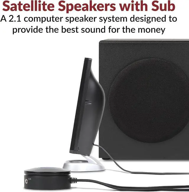 Alt view image 5 of 7 - Cyber Acoustics CA-3090 2.1 Computer Speakers- Black