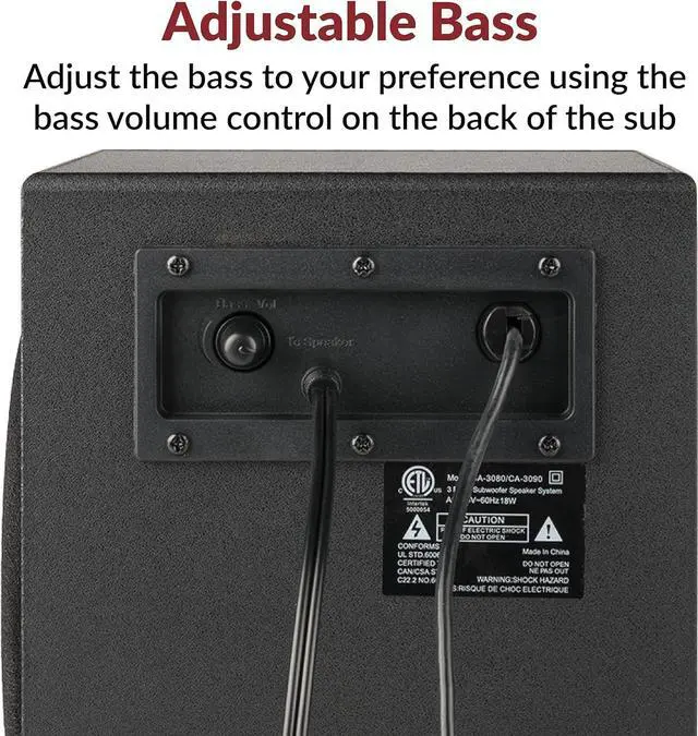 Alt view image 3 of 7 - Cyber Acoustics CA-3090 2.1 Computer Speakers- Black