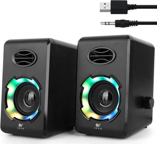 Main image of OROW Computer Speakers,10W Small Laptop Speaker with RGB Light,USB Powered Desktop Speaker with Volume Control,Mini PC Speakers for Computer,PC/PS4/Smartphone/Tablet/Music Player(S205)