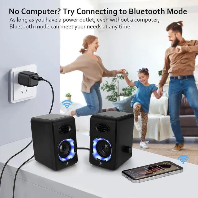 Alt view image 2 of 4 - OROW Computer Speakers,10W Small Laptop Speaker with RGB Light,USB Powered Desktop Speaker with Volume Control,Mini PC Speakers for Computer,PC/PS4/Smartphone/Tablet/Music Player(S205)