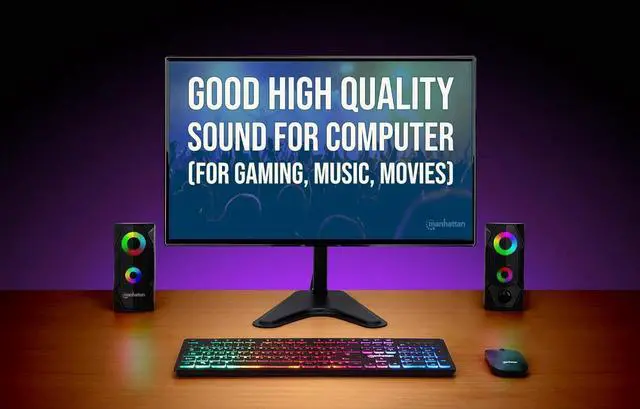 Alt view image 3 of 7 - Manhattan USB Powered RBG Gaming Speakers - with Stereo Sound, Long 6ft Cord, Colorful Lights, Volume Control & 3.5 mm Audio Plug  for Computer, Monitor, Laptop, PC, Desktop -3 Yr Mfg Warranty168359